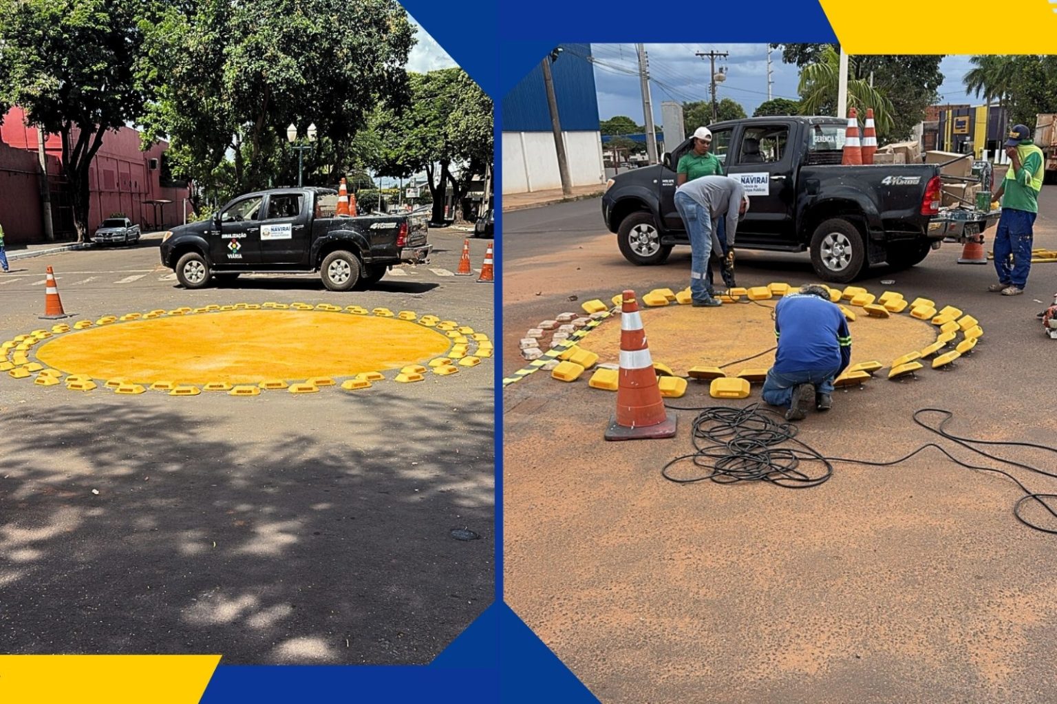 Prefeitura de Naviraí implanta rotatórias vazadas e reforça sinalização para aumentar segurança no trânsito